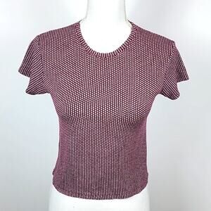Brandy Melville Burgundy Short Sleeve Crop Cropped Top - one size